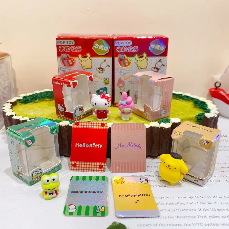 12 pçs novo dos desenhos animados olá kitty figura de ação modelo bonito kuromi modelo colecionável brinquedo decoração do quarto ornamento desktop brinquedos presentes