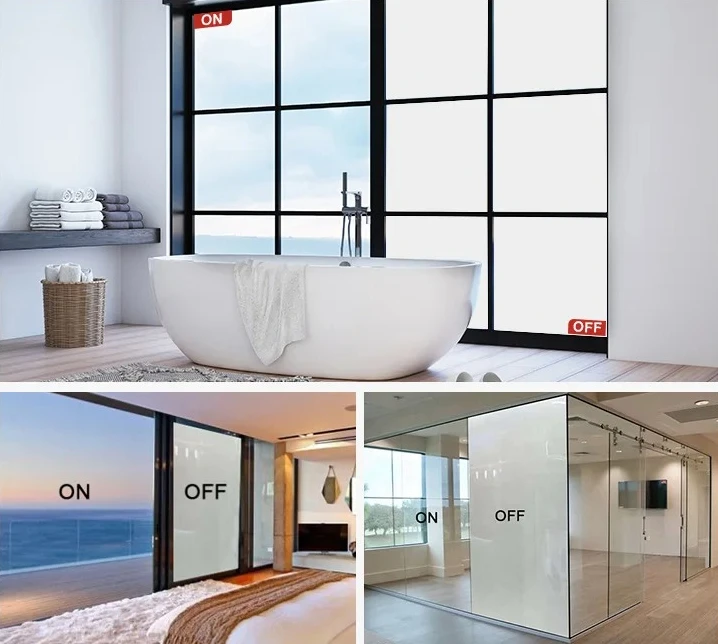 Electric Dimming Privacy Window Film for Bathroom Office Indoor Partition，PDLC Smart Switchable Film