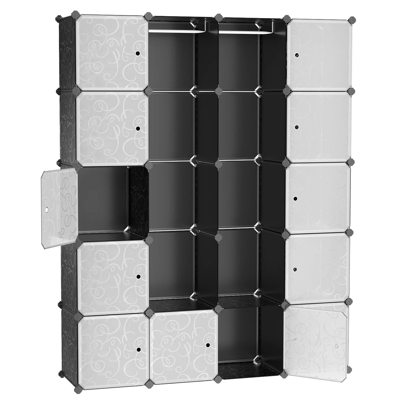 SONGMICS closet Wardrobe Stuck Rack System With 2 Rack 178x143x36cm