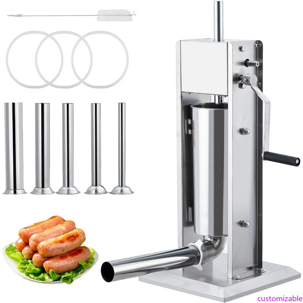 

Heavy-Duty Manual Sausage Maker with 22 LB/10 L Capacity and Dual-Speed Control, Stainless Steel
