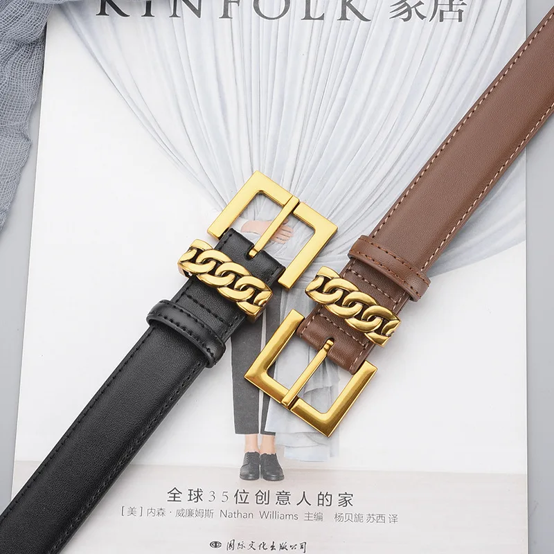 Luxurious Belt for Women's Advanced Feel Soft and Fashionable Versatile Genuine Leather Needle Buckle Belt Decorative Jeans Belt