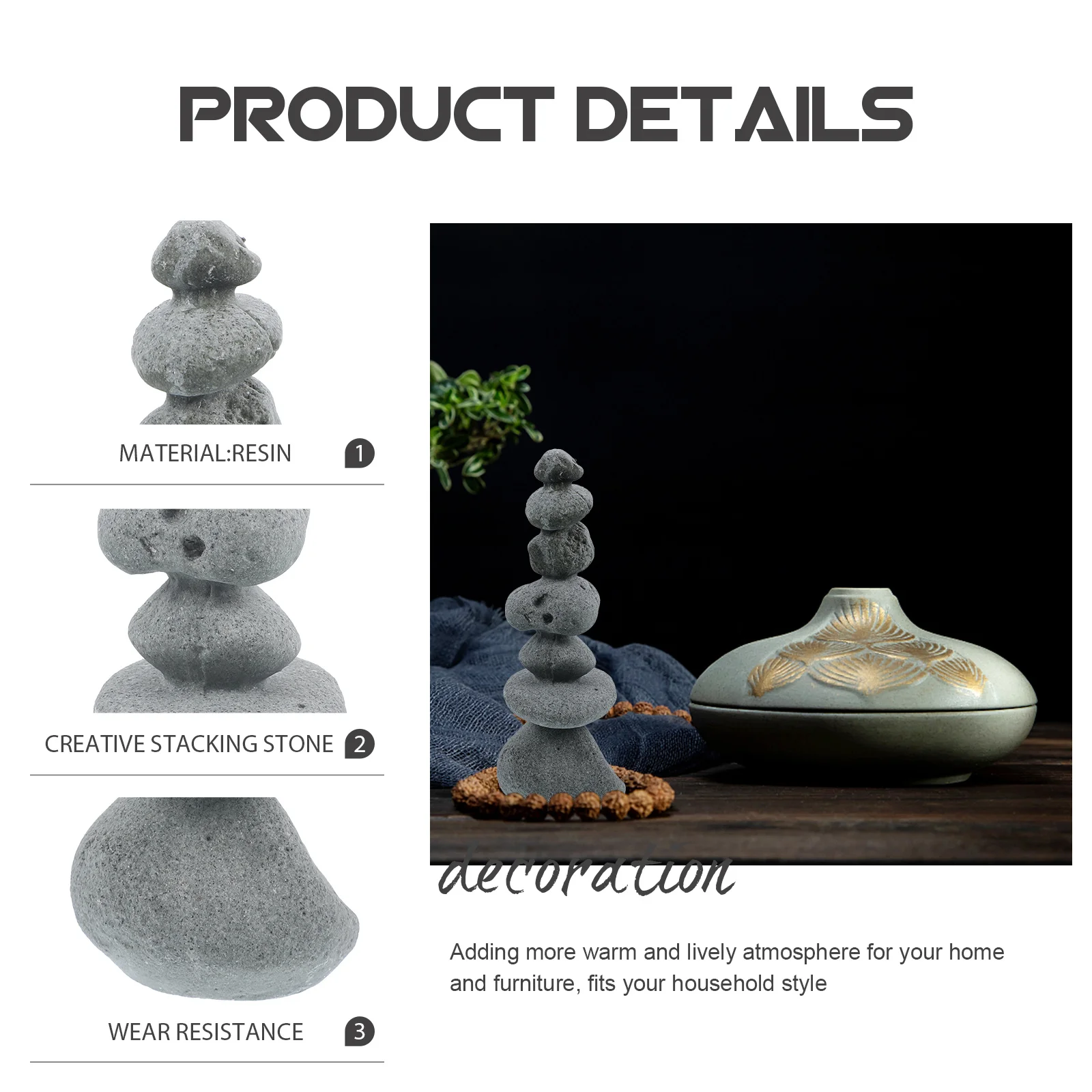 

Zen Natural Effect Micro Landscape Rockery Stone Ornament Home Garden Yard Aquarium Decoration Simulated Rockery