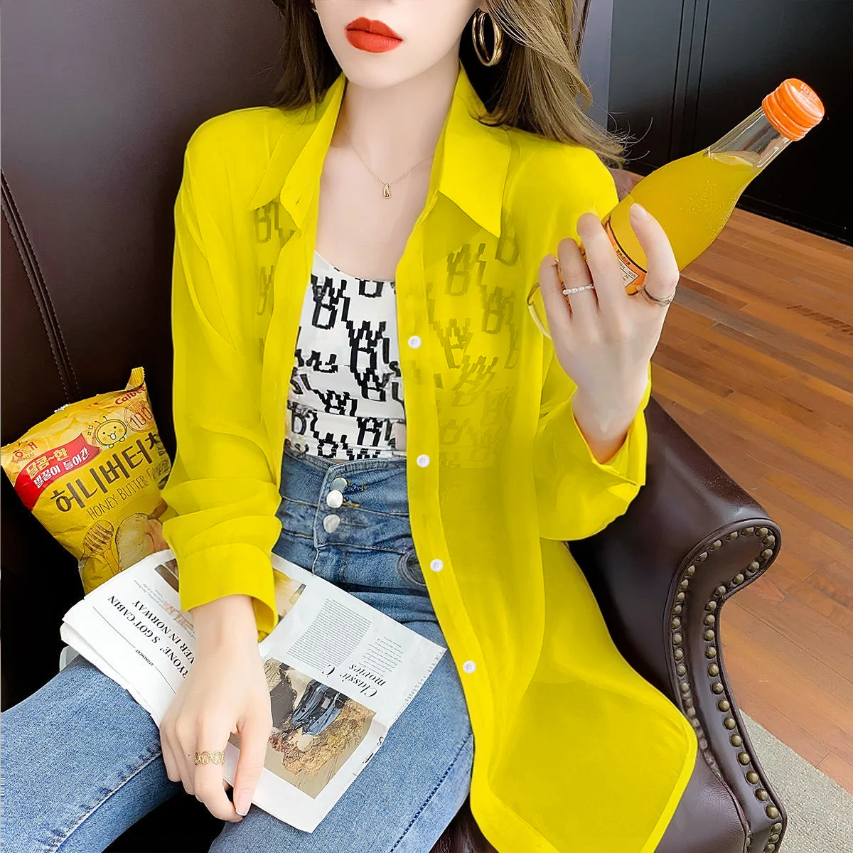 Women's Clothing Summer Blouse Jacket Long Sleeve Lightweight Shirt Design Stylish Tops Sun Protection Clothing Solid Buttons