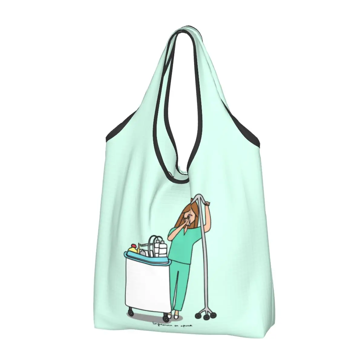 Enfermera En Apuros Large Reusable Bags Shopping Machine Washable Foldable Grocery Bags 50lb Heavy Duty Tote Bags