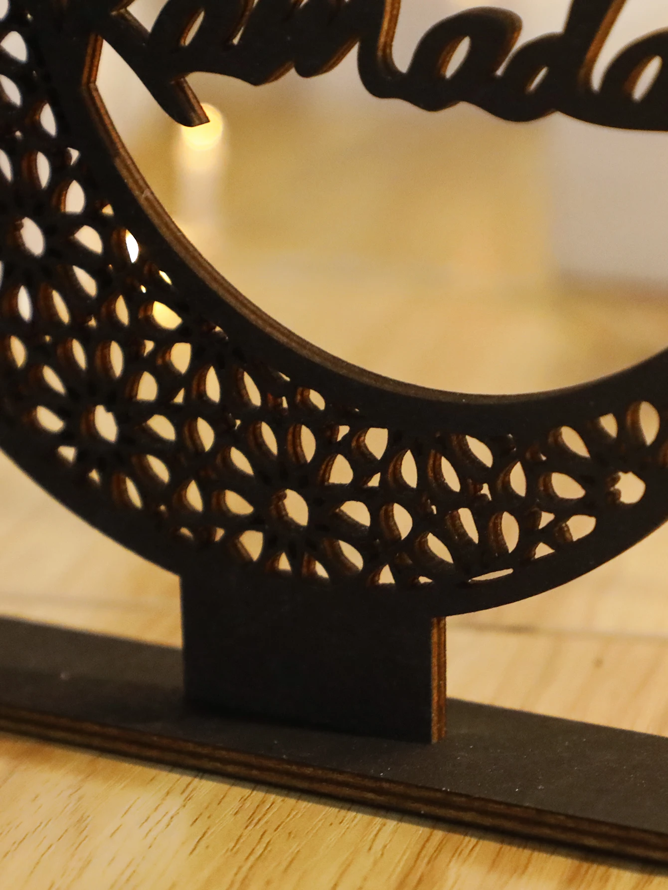Eid Mubarak Wooden Moon Ornaments，Black Ramadan Kareem muslim decor ，Happy Ramadan Table decorations，Islamic Festival Decoration
