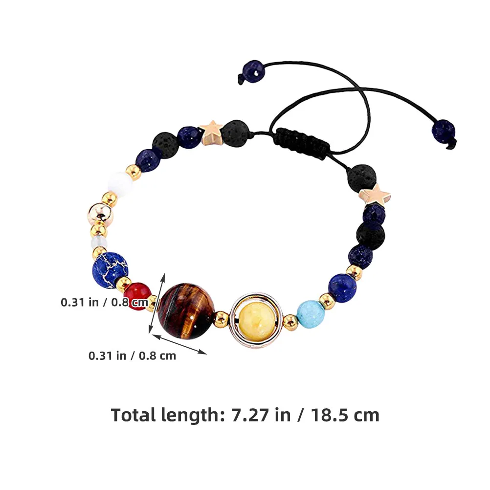 2Pcs Guardian Star Bracelet Solar System Natural Stone Beads Planet Jewelry Daily Party Travel Solar System Bracelet Natural