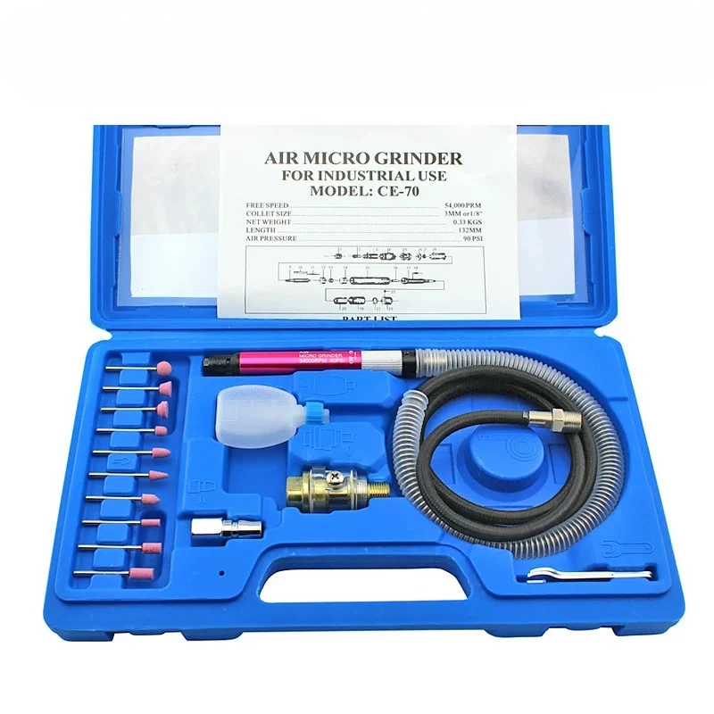 Tool Set Air Grinding Pen 10 Grinding Heads Pneumatic Grinding Straight   Machine Engraving Gem Engraving