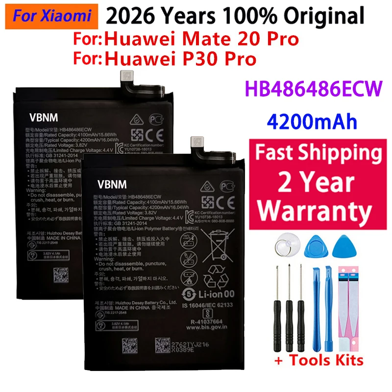 Fast Shipping 4200mAh HB486486ECW Phone Battery For Huawei P30 Pro Mate20 Pro Mate 20 Pro Batteries Free Tools