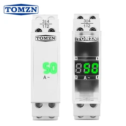 Din Rail Single Phase ampere Meter Ac 40-500V Mini Modular ammeter Gauge Indicator LED Digital Display 110V 230V TOMZN