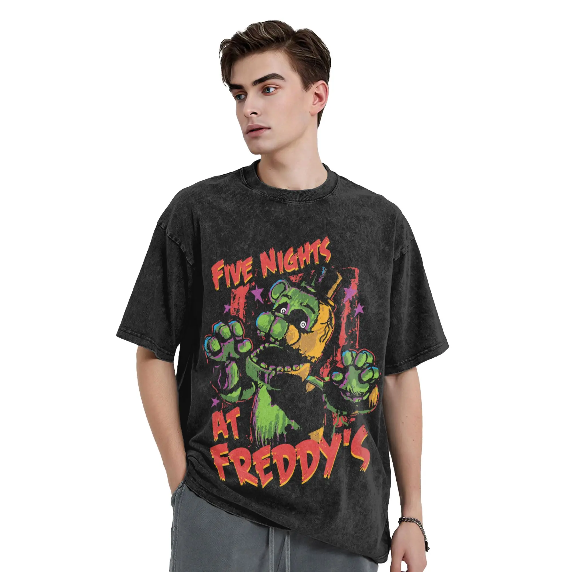 الجدة FNAF فانتوم خمر غسلها التي شيرت للرجال النساء س الرقبة قصيرة الأكمام بلايز قمصان القطن الصيف تي شيرت