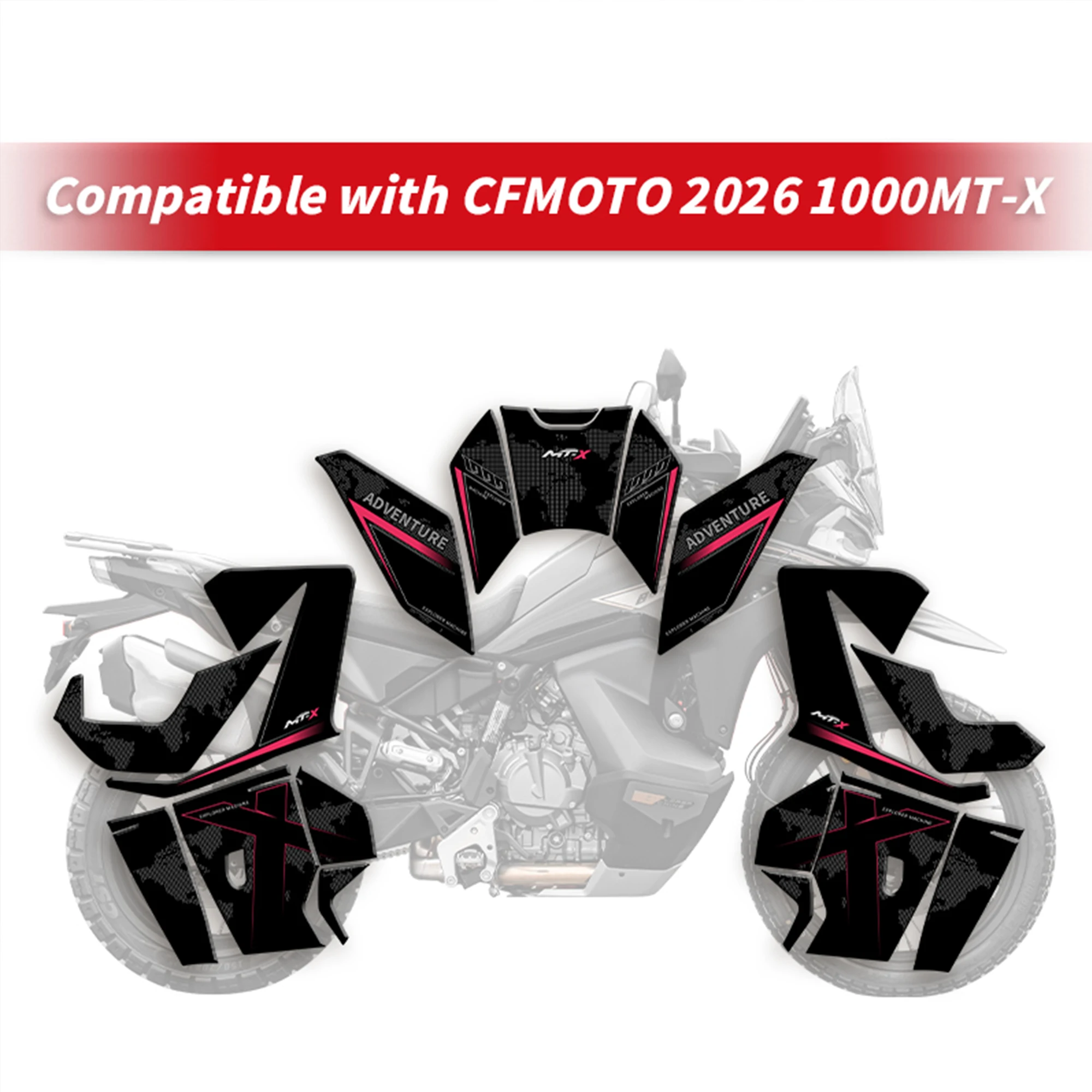 Motorcycle Anti‑Slip Fuel Tank Pad Sticker Compatible with 2026 CFMOTO 1000MT‑X Waterproof Protective Decal Modification Accesso