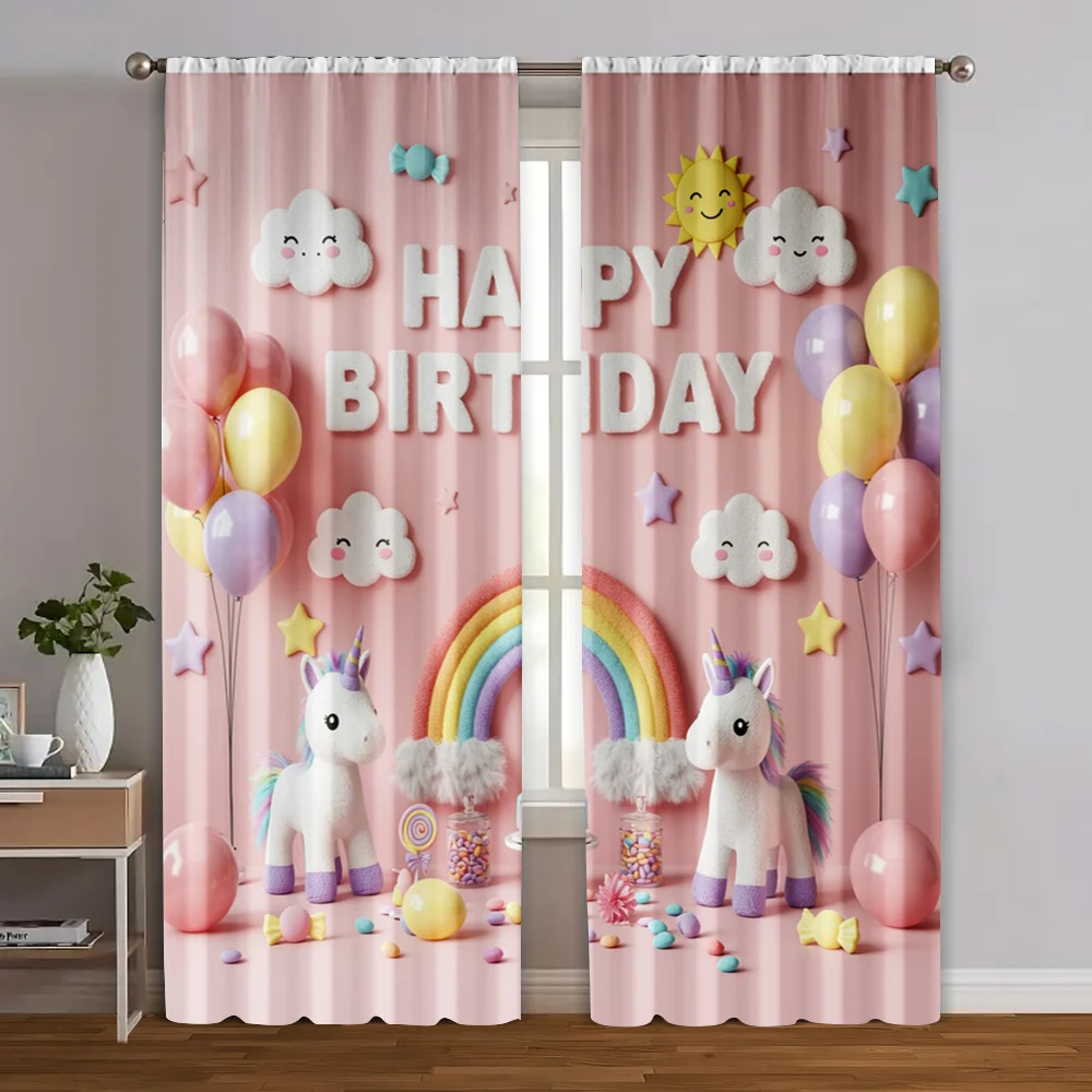 

2pc, Party Curtain Rainbow and Unicorn Light Filter Festive Holiday Perfect for Daily home decoration