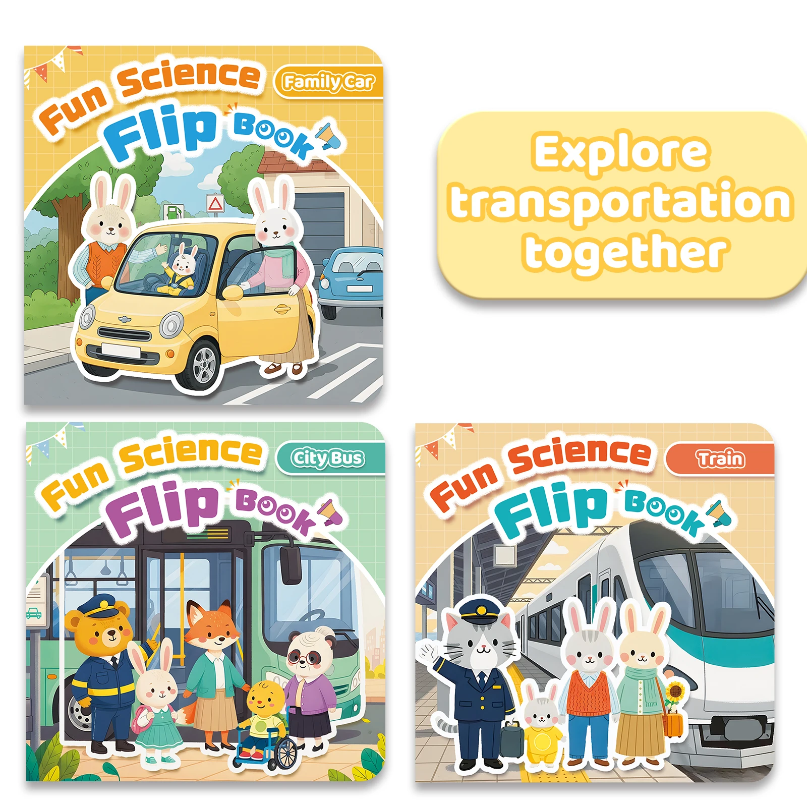 Children's Flip Books: Various Cars and Vehicles, Fun Interactive Early Learning Book, Picture Book for Toddlers