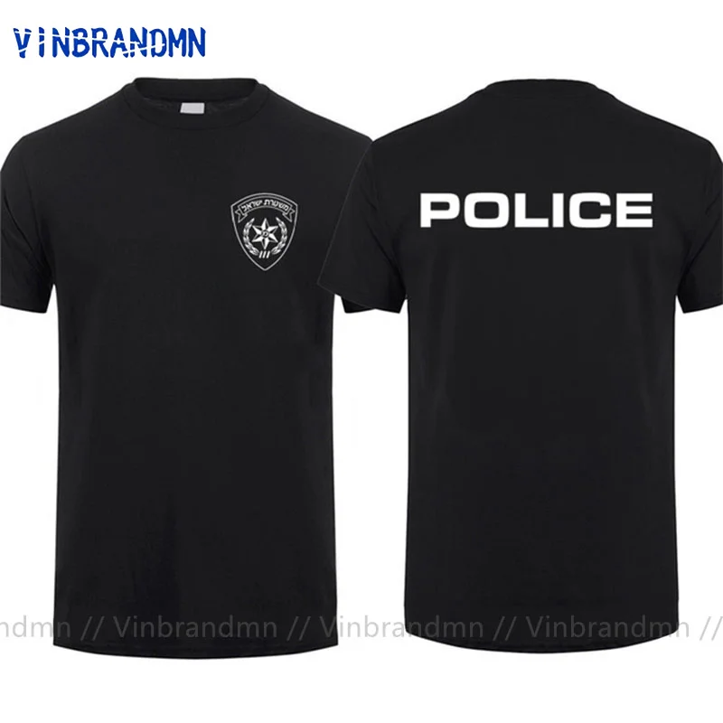 Israeli PoliceMan Israel Cops T Shirt Man Cool T-shirt IDF Israel Army Elit Black Tshirt Men Tees Harajuku Streetwear Tee Shirt