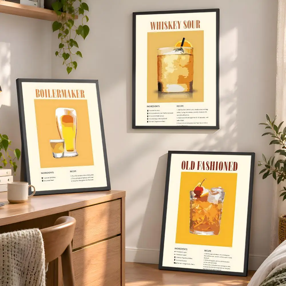 Mojito Espresso Whiskey Cocktail Poster Aesthetic Wall Art Bedroom Living Room Dorm Office Home Decor
