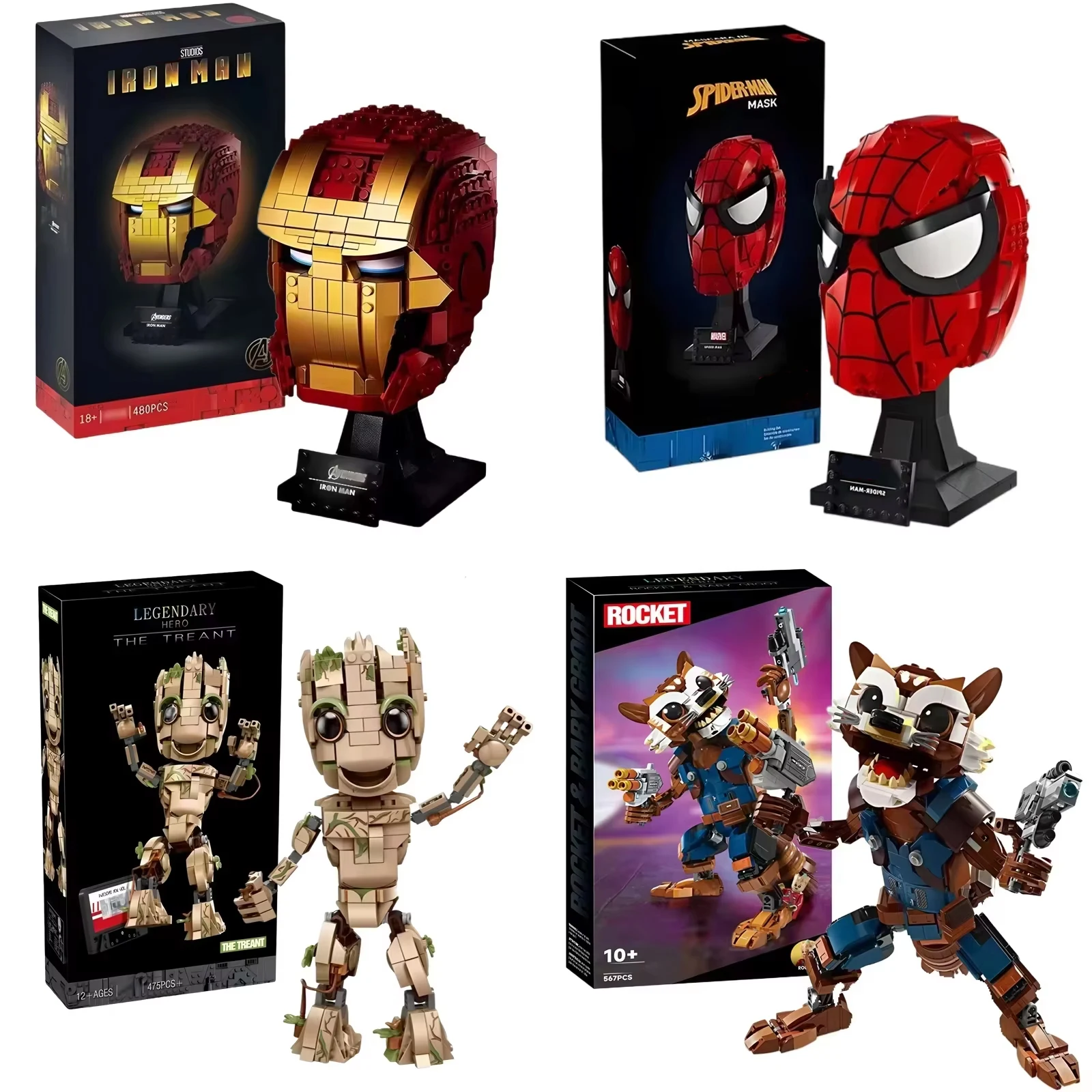 Disney Marval Legends bloques de construcción Iron Man Spider Man Groot bloques de construcción cohete Raccoo juguetes regalos para niños