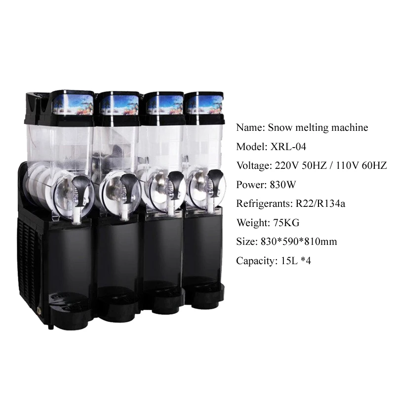 Commercial Milk Tea Shop Slush Smoothie Equipment Stainless Steel Snow Melt Machine 12/24/36/48l Slush Machine