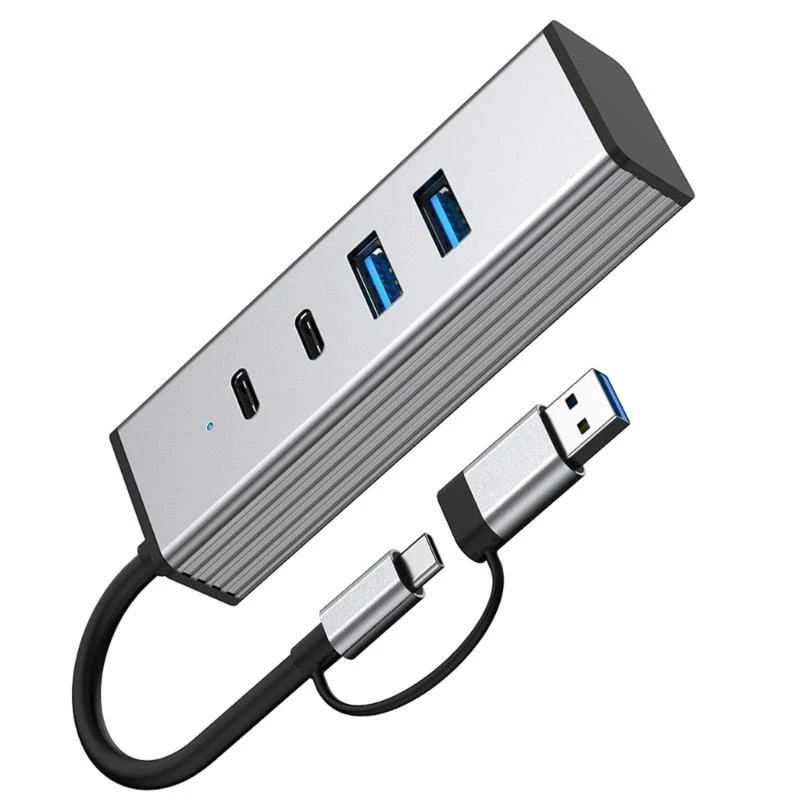 Efficient USB 3.2 Hub 10Gbps 4 Port Usb3.2 Femalex2 + Type C 3.2 Femalex2 for Type C Devices Wide Compatibility