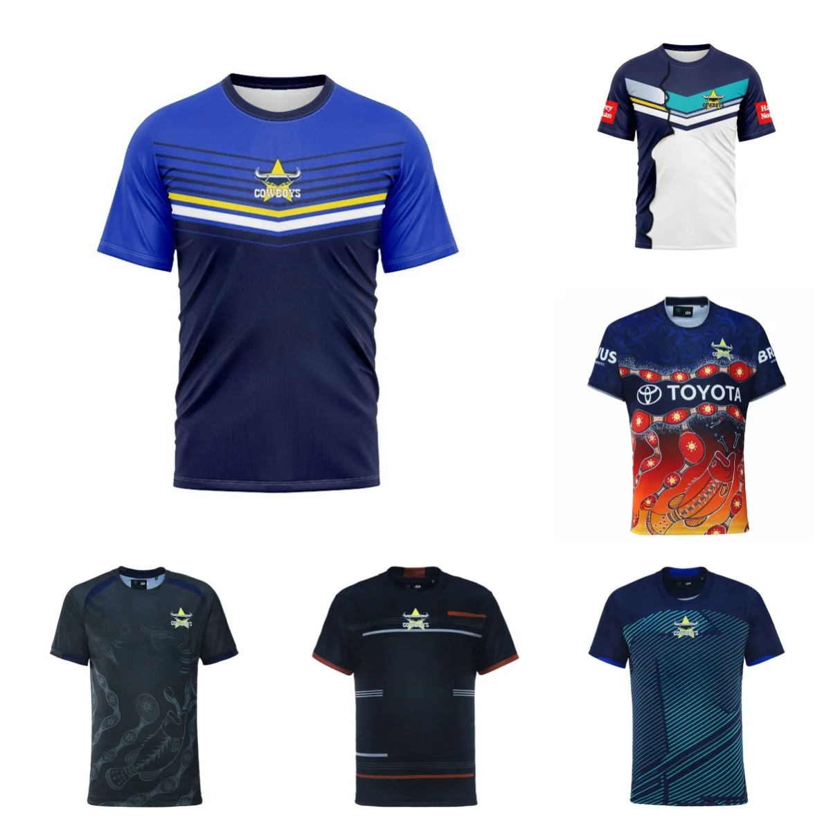 

North Queensland Cowboys 2024 Мужская Объединенная рубашка (имя и номер на заказ)