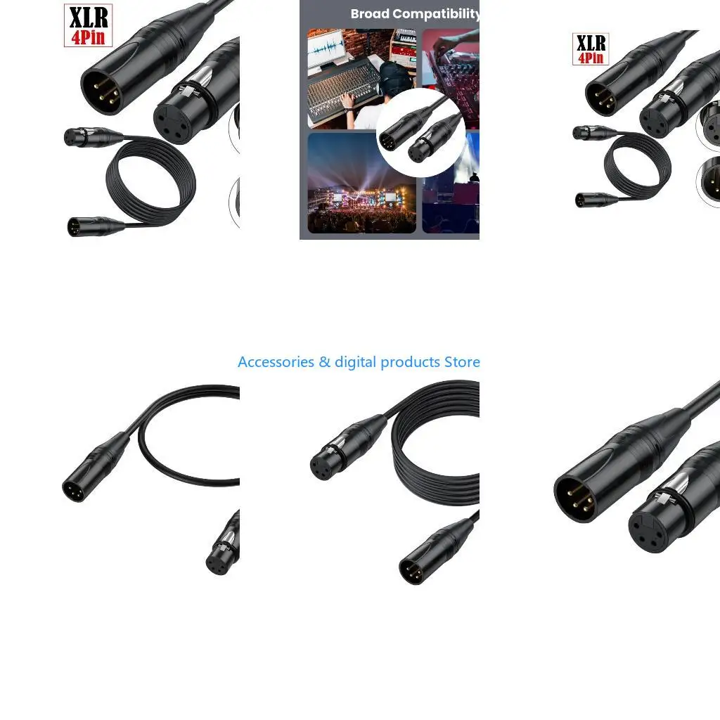 77JD Power Supply Cable 4 Pin Male To Female for VL150 VL200 VL300 LED Light