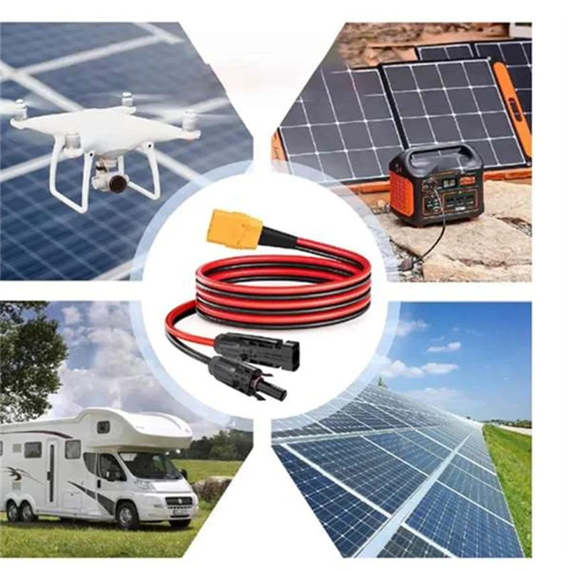 B86B-موصل اللوحة الشمسية 10AWG 2M إلى XT90 شاحن أنثي كابل شحن لمحطة الطاقة المحمولة بطارية ليثيوم بدون طيار