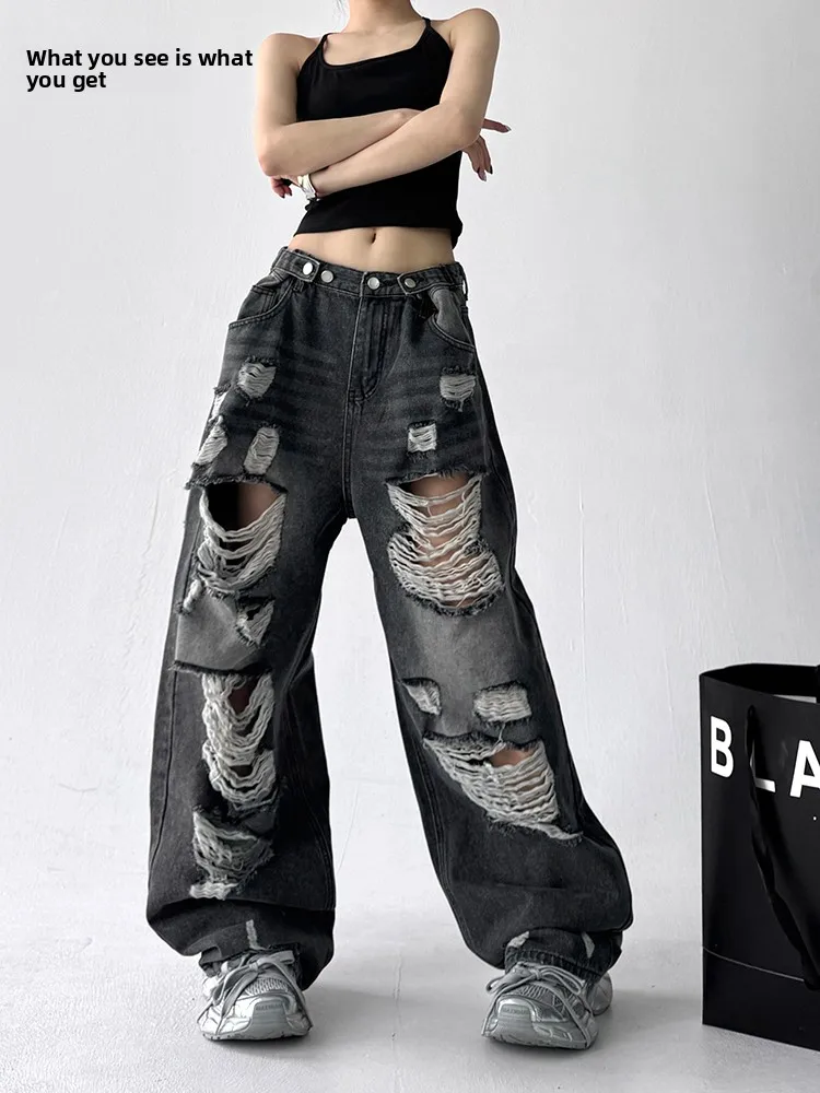 

Sli прямые джинсы с высокой талией, женские повседневные модные универсальные свободные утягивающие широкие брюки, новое поступление лета