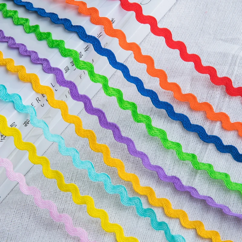 5mm Colorful Curve Wavy Lace Trim S Shaped Lace Ribbon Handmade Costume Hat Curtain Pillow Decorations DIY Sewing Crafts 5-25Y