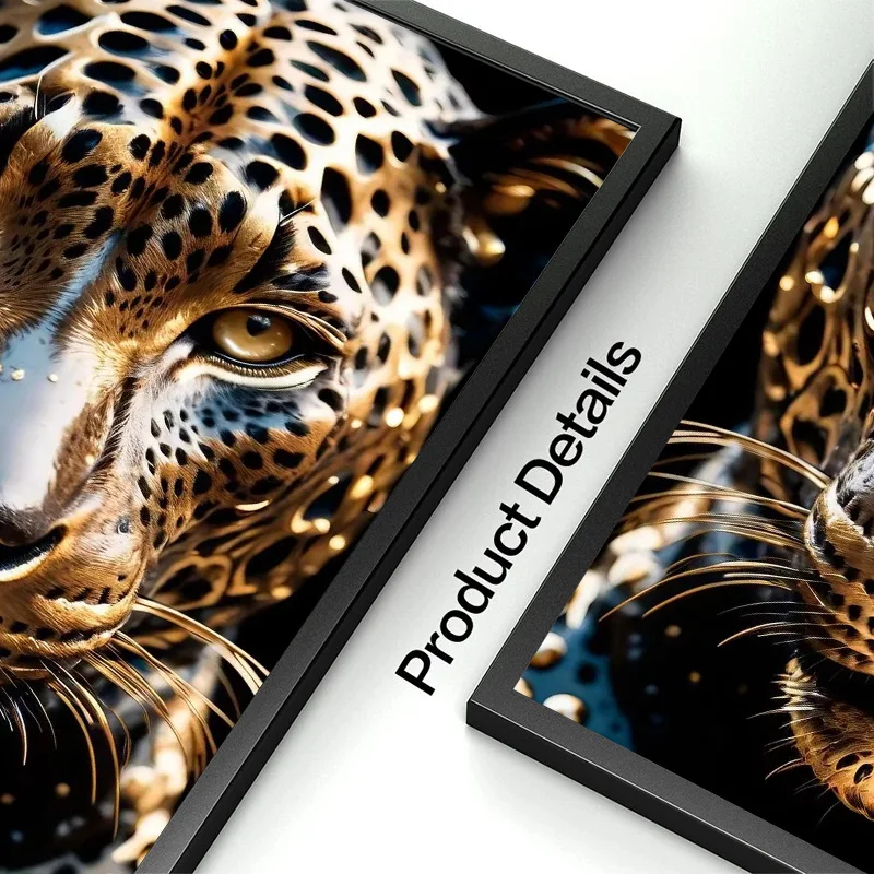 Luxury Black and Golden Animals Zebra Lion Tiger Eagle Wolf Wall Art Posters and Prints Canvas Paintings Picture Room Home Decor - view 5