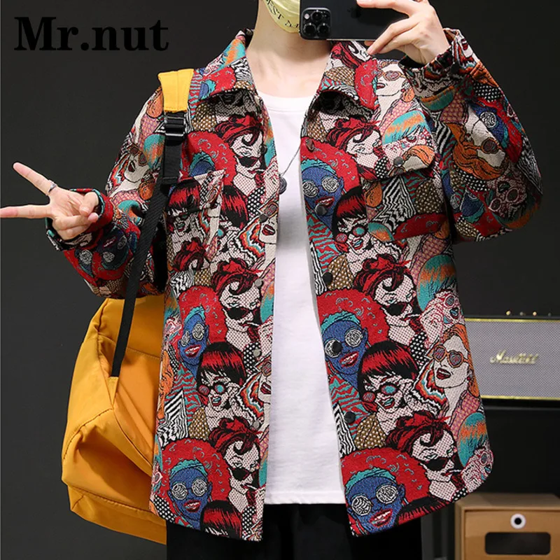 Harajuku Men\'s Clothing Jackets Camping Coat Women Fashion Slim Punk Outerwear Casual Hip Hop Streetwear Versatile Retro Jacket