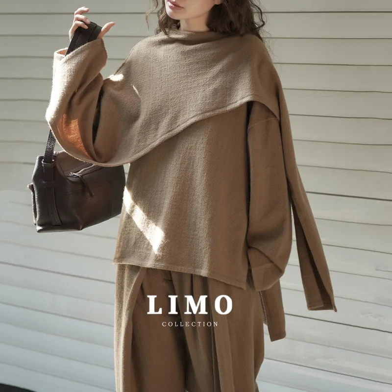 

LIMO Autumn Winter New Simple Wrap Shawl Sweatshirt Irregular Patchwork Trendy Top for Women comfortable and casual