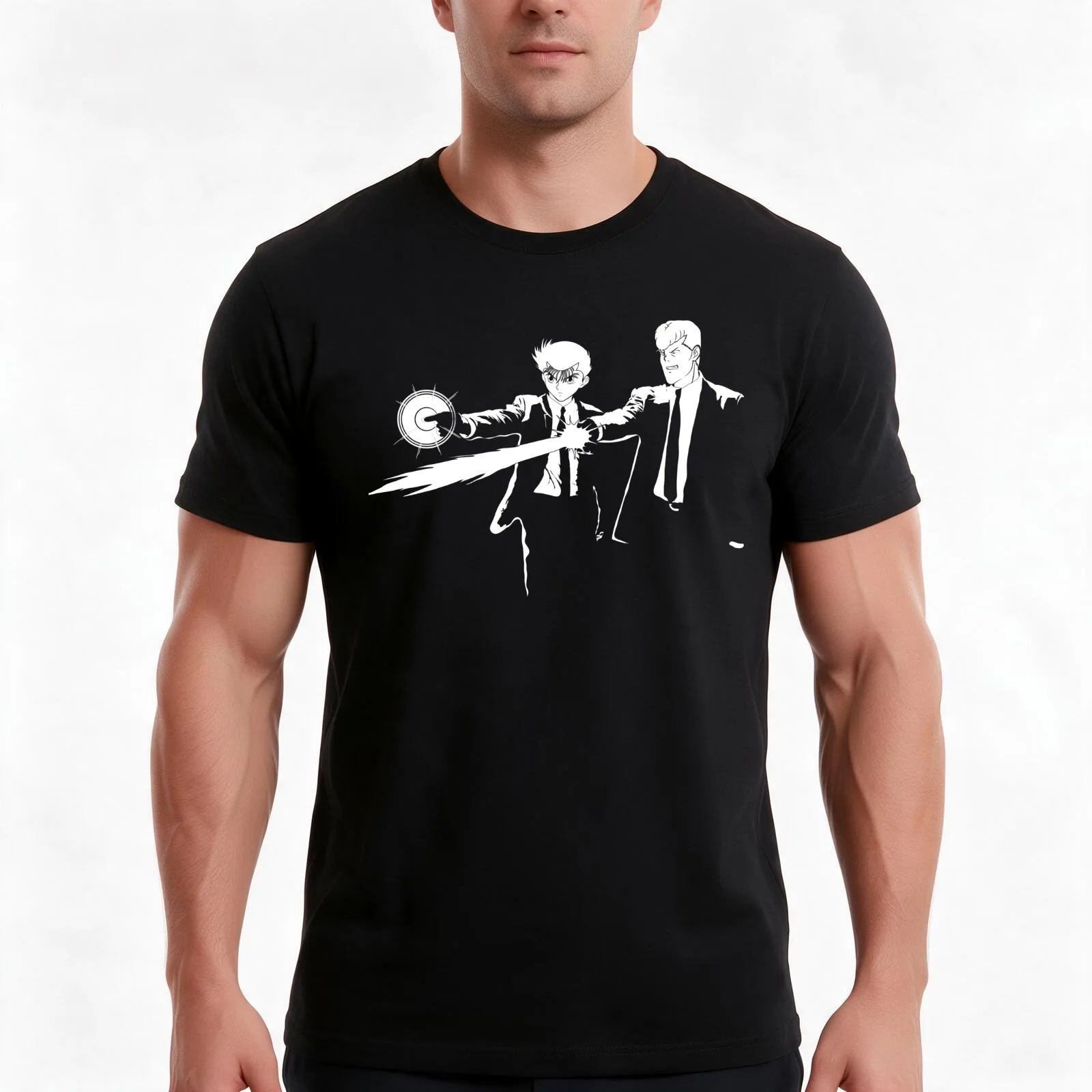 Spirit Fiction T-Shirt, Summer Casual Cotton Tee, Oversized Streetwear Tops, Vintage Graphic Print, Loose Fit Short Sleeve