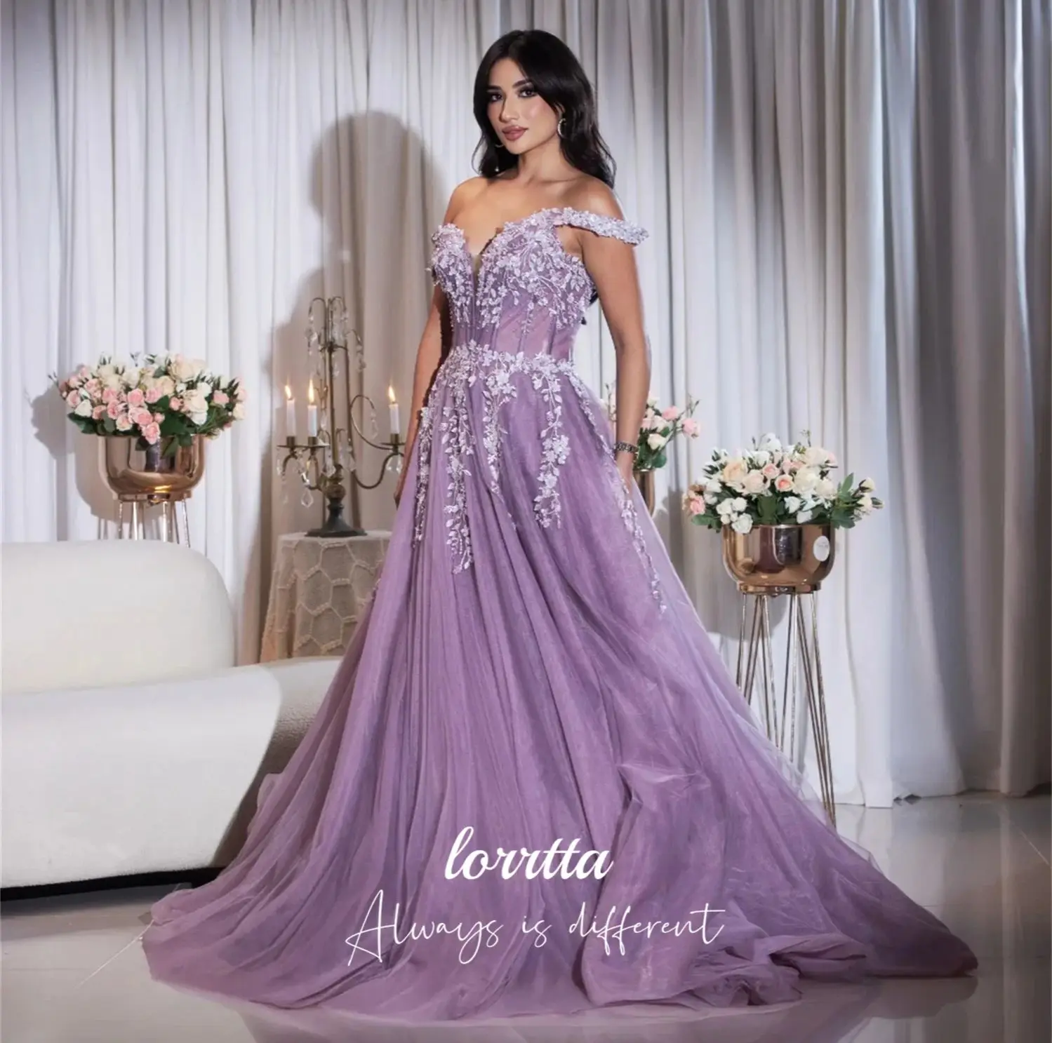 Lorrtta 맞춤형 여성 이브닝 드레스 파티 드레스 결혼식 손님 드레스 여성 특별한 날을 위한 해피 샤론 드레스