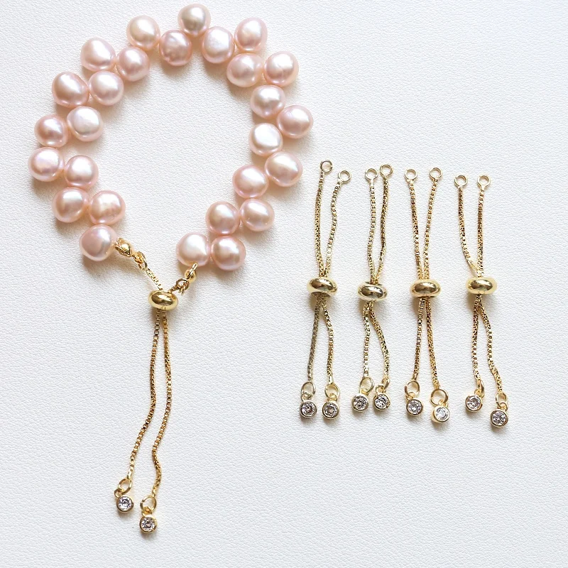 Gold Silicone Adjustable Beads Diy Box Chain Bracelet Jewelry Accessories Hand Original