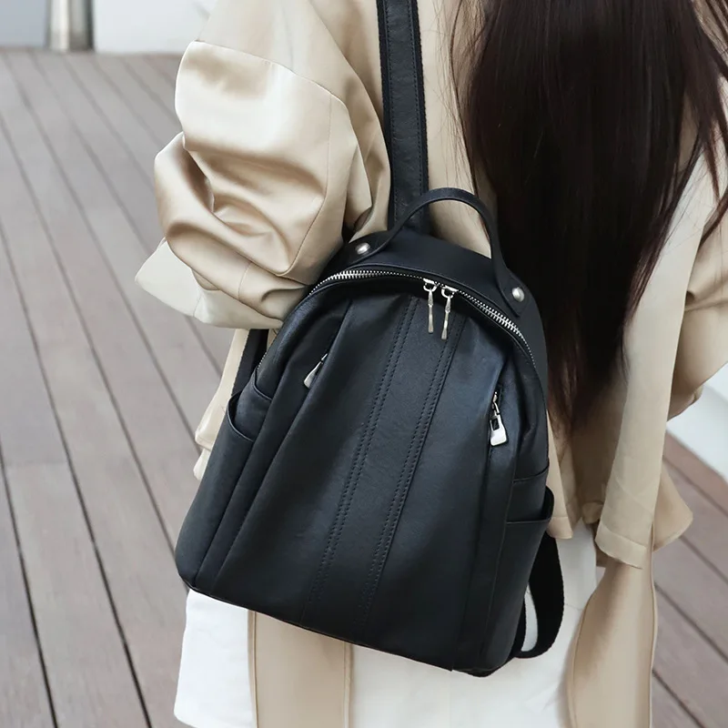 

Layer Soft Leather Backpack Women 2025 Fashion Large Capacity Backpack