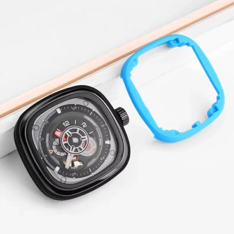 Para Seven on Friday reemplazar anillo de goma P1C01 P2C/01 P3C accesorios de reloj funda modificada anillo de silicona con herramientas negro naranja