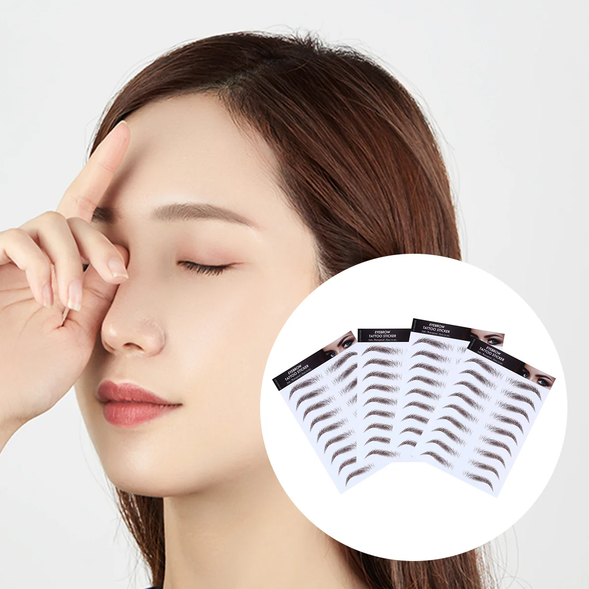 

4Pcs Waterproof Eyebrow Stickers 6D Hair-Like False Eyebrows Reusable Transfer Stickers Straight Style