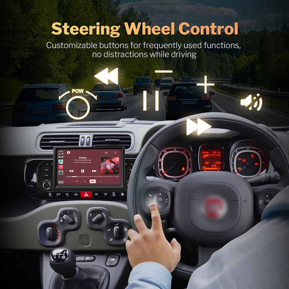 

7" Car Radio For Fiat Panda 2013 - 2020 Multimedia Wireless Carplay Android Auto Intelligent Systems Audio DSP