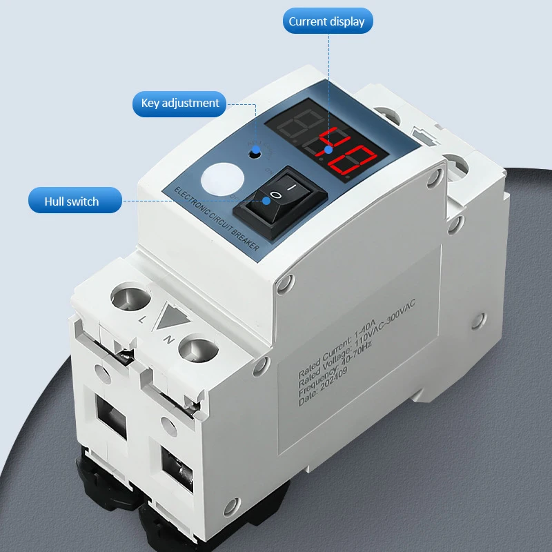 40A 220V Adjustable Overcurrent Din Rail Protector Current Limiter Automatic Reset Over Current Protection Status Indication image 4