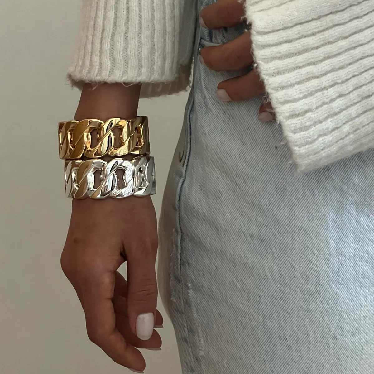 

Minimalist Wide Cuff - Gold Electroplated Twisted Wire Bracelet, Geometric Statement Arm Candy, Modern Boho Stackable Wristwear