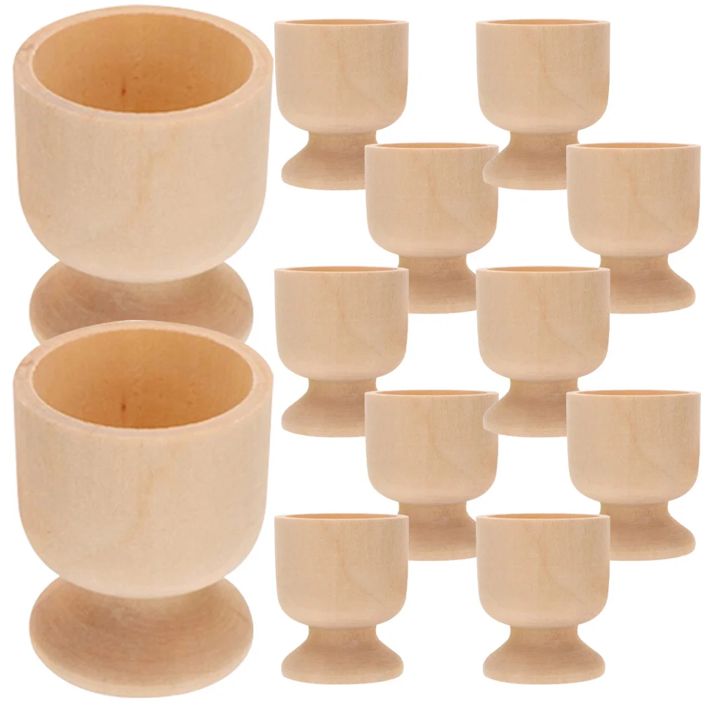 12 Pcs Easter Egg Tray Painting Tool Cup Rack Crafts Stand Holder for DIY Wood Children Eggs Holding