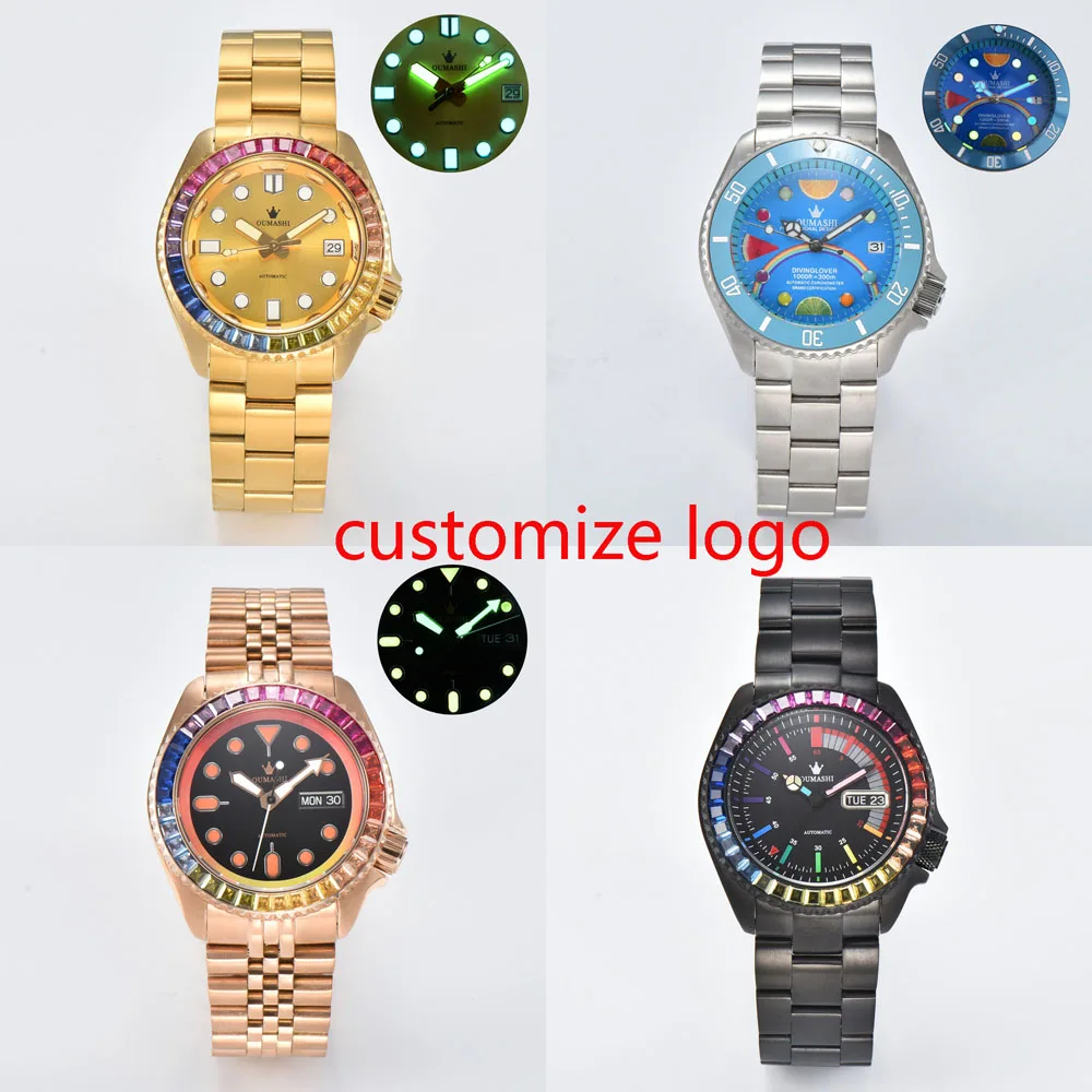

40.5mm NH35 diving watch for men with Japanese genuine NH35/NH36 automatic movement 316L stainless steel bracelet customize logo