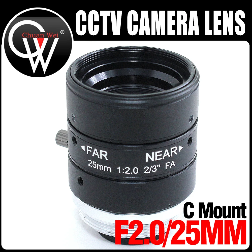 

10MP High Resolution 25mm lens C-mount 1" F2.0 Machine vision lens manual Iris Industrial Lens low distortion FA/CCTV lens ITS