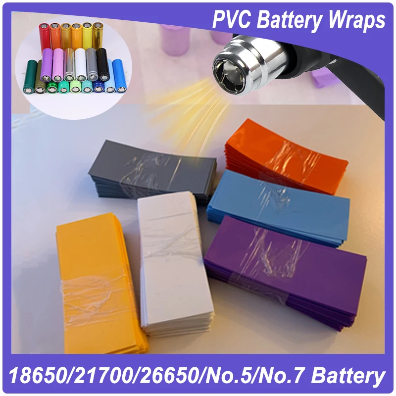 

18650/21700/26650/No.5/No.7 Battery Wrap Waterproof Insulated Shrinkable Wire Sleeve Wrap Battery Film PVC Heat Shrink Tube