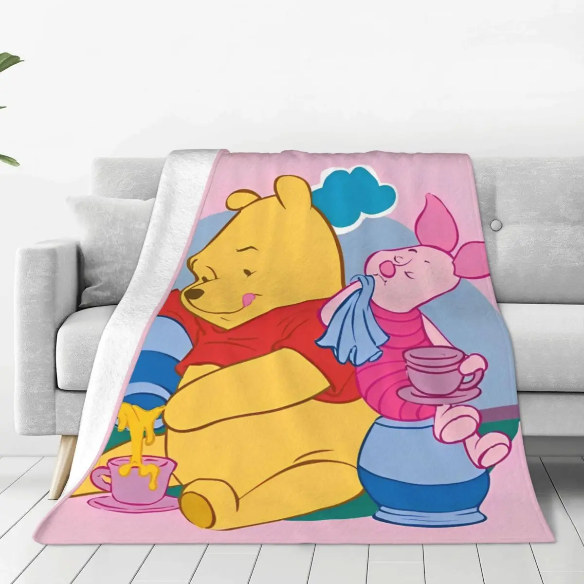 Piglet Pooh Bear Plush Blanket Kids Adult Animal Flannel Throw Blanket For Home Decor Super Warm Bedspread Birthday Gift