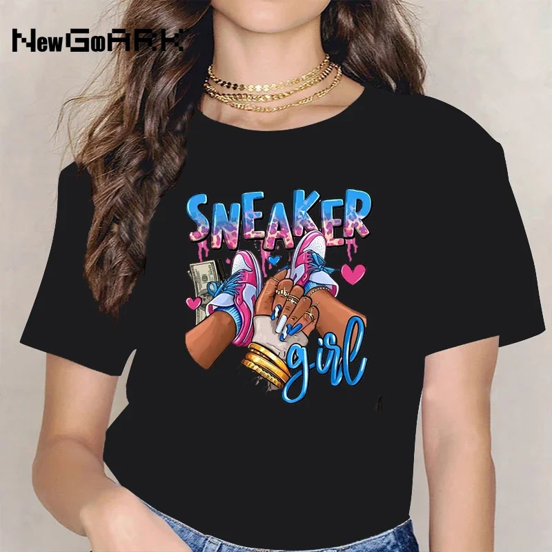 LE Sneaker Girl Graphic Casual Tee Vintage Versatile Summer Amusing Fashion Harajuku Daily Women's graphic t shirts