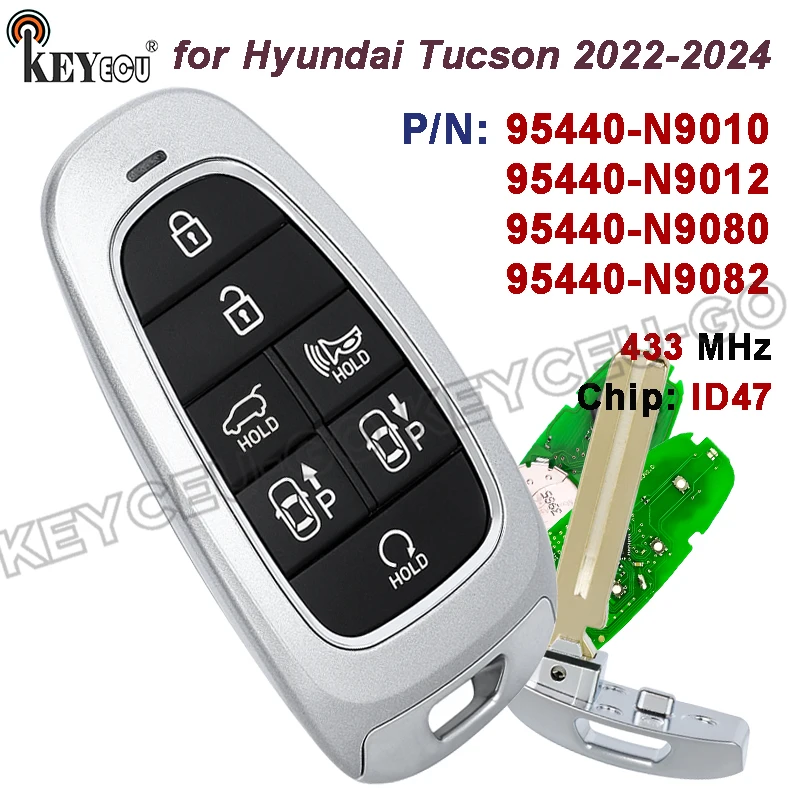 

Беспроводной ключ-брелок KEYECU 433 МГц с чипом ID47 (95440-N9010, 95440-N9012, 95440-N9080, 95440-N9082) для Hyundai Tucson 2022-2024 с функцией Keyless-Go
