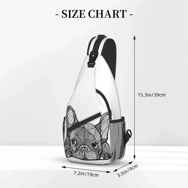 Bolsa de buldogue francês casual para ciclismo e acampamento, mochila de peito transversal masculina, mochila de ombro, amante de cachorro francês