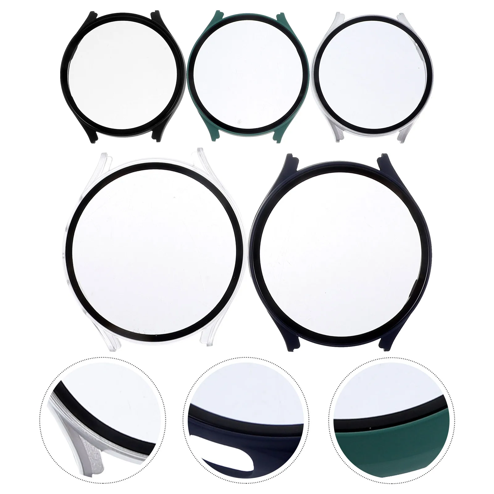 

5pcs Watch Protector 44Mm Tempered Glass Pc Bumper Guard For Watch 4/5 44Mm Full Coverage Scratch Resistant Shockproof