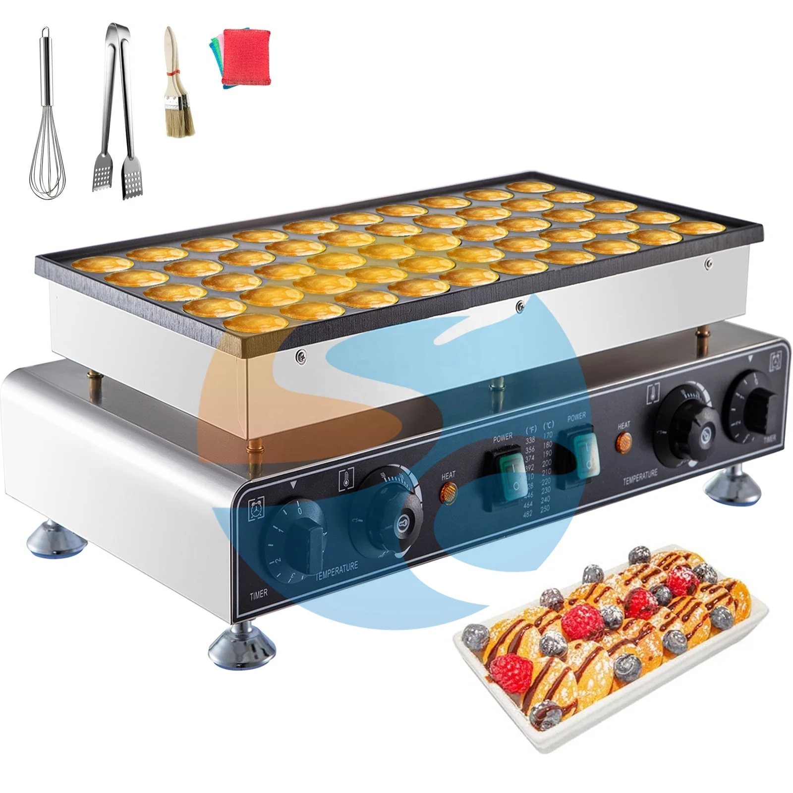 Mini Dutch Pancake Baker 50 Pieces Commercial Snack Equipment Electric Nonstick Waffle  Machine for Home