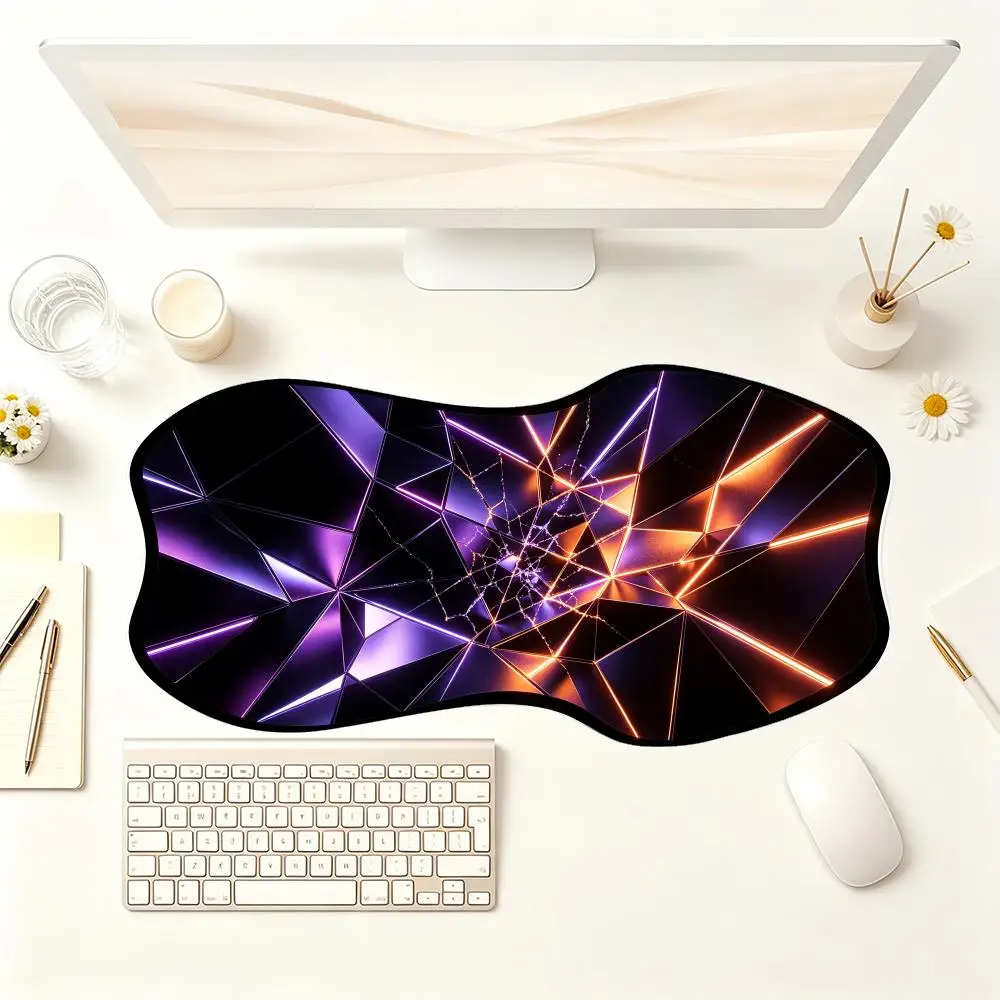 Creative Special Shaped Purple Geometric Diamond Mouse Pad Non Slip Rubber Base Smooth Glide For Gaming Desk Decor